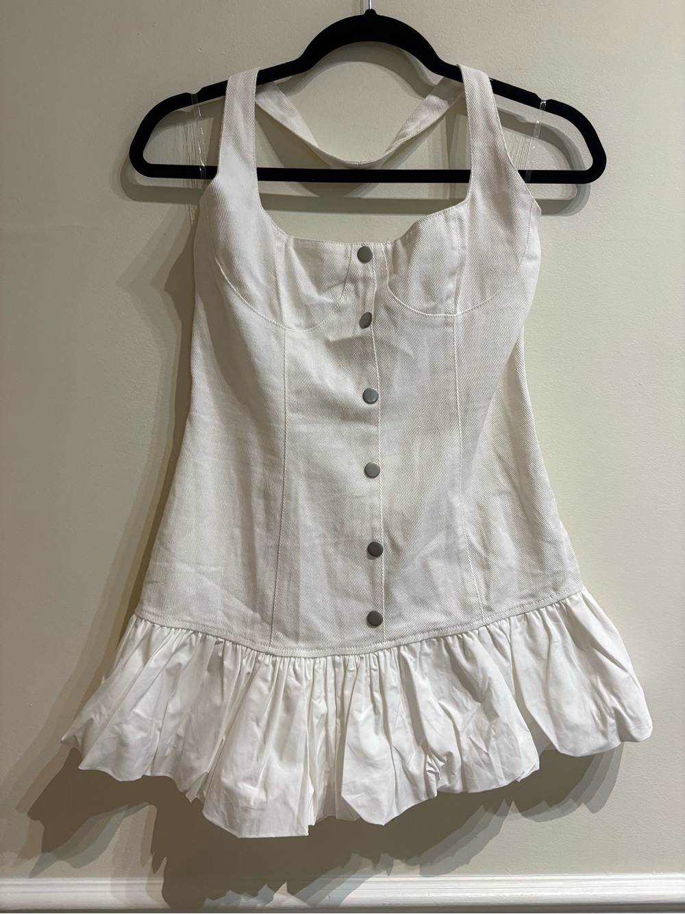 Peppermayo NWT Georgina Denim Mini Dress White Size 6 - Picture 4 of 8